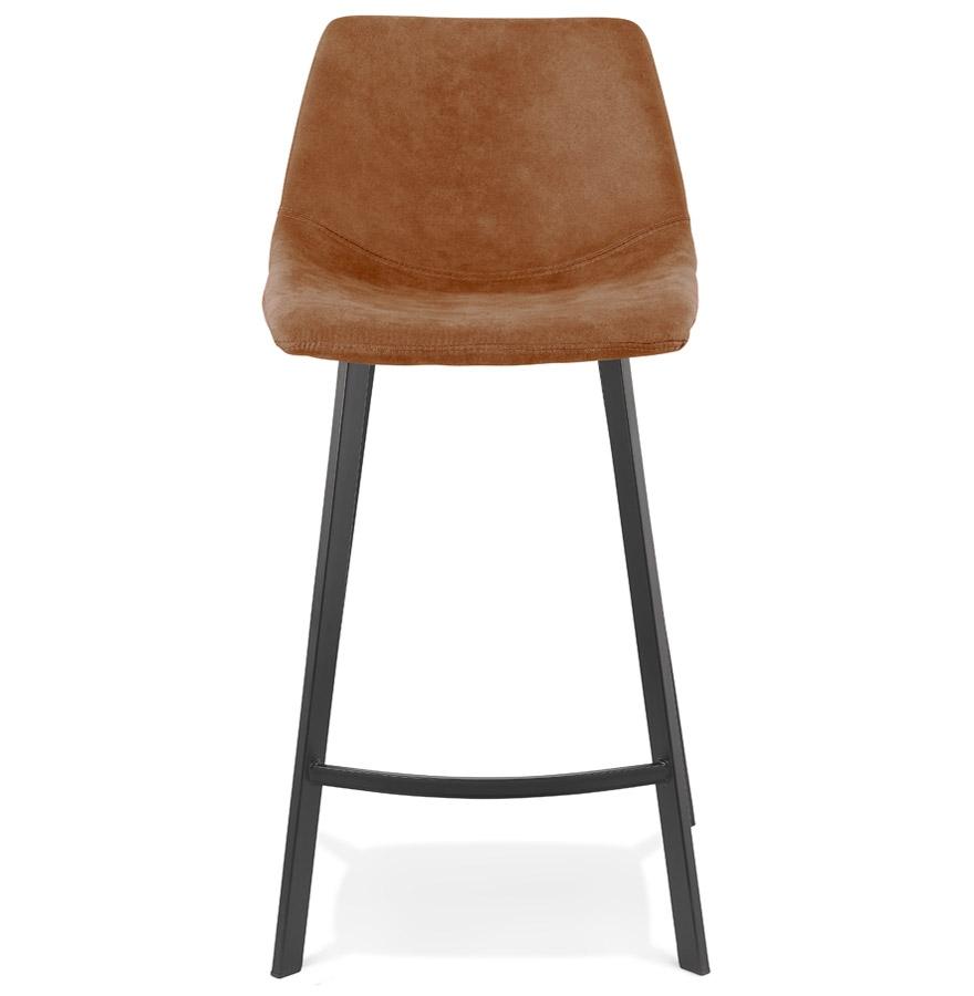 Kokoon Design FUJI MINI' Mid-height Snack Stool In Brown Microfiber With Black Metal Leg