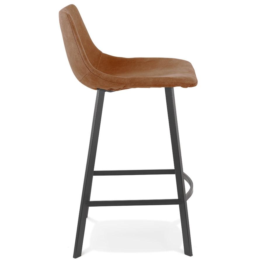 Kokoon Design FUJI MINI' Mid-height Snack Stool In Brown Microfiber With Black Metal Leg