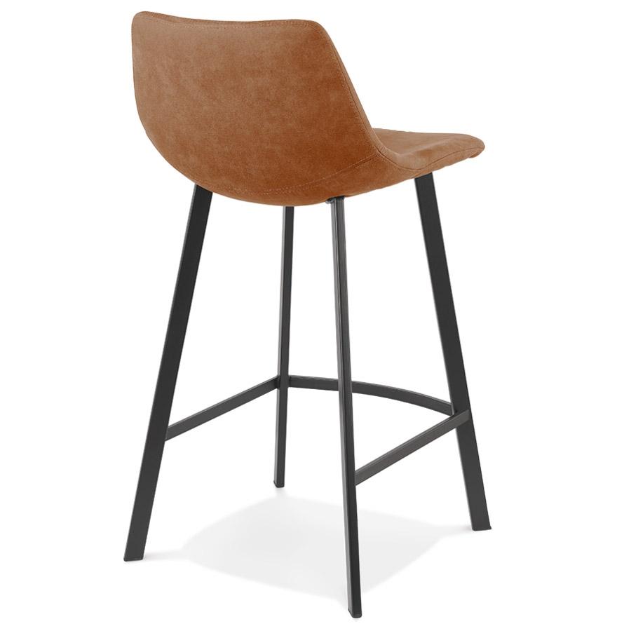 Kokoon Design FUJI MINI' Mid-height Snack Stool In Brown Microfiber With Black Metal Leg