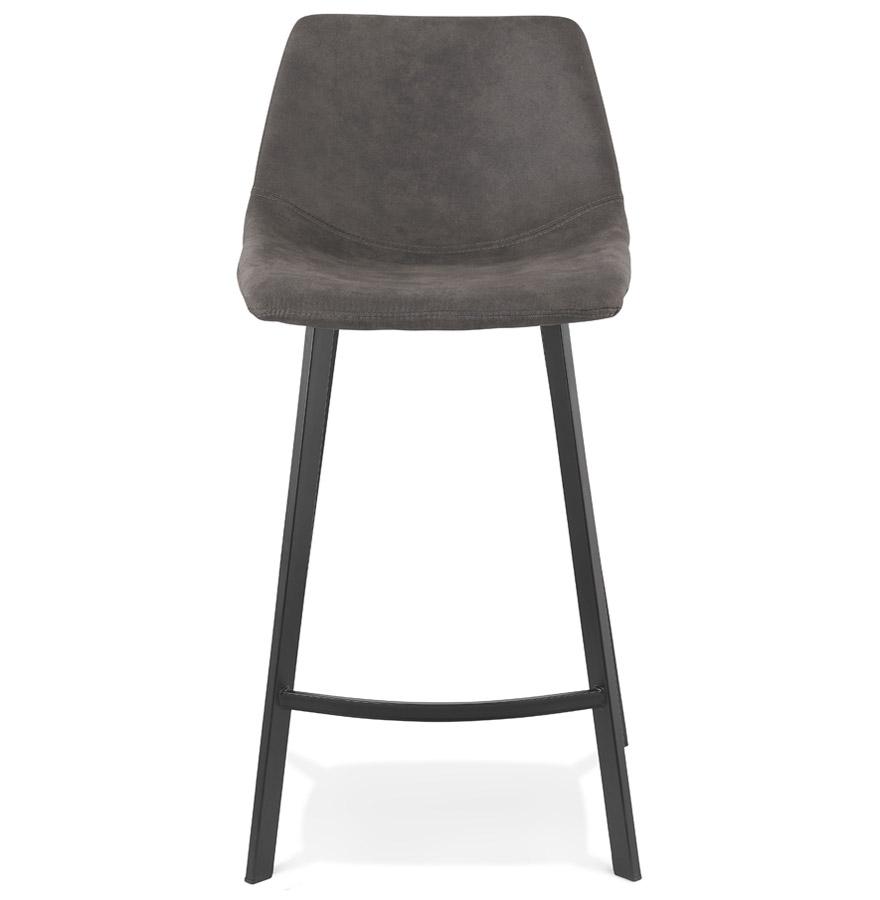 Kokoon Design FUJI MINI' Mid-height Snack Stool In Dark Gray Microfiber With Black Metal Leg