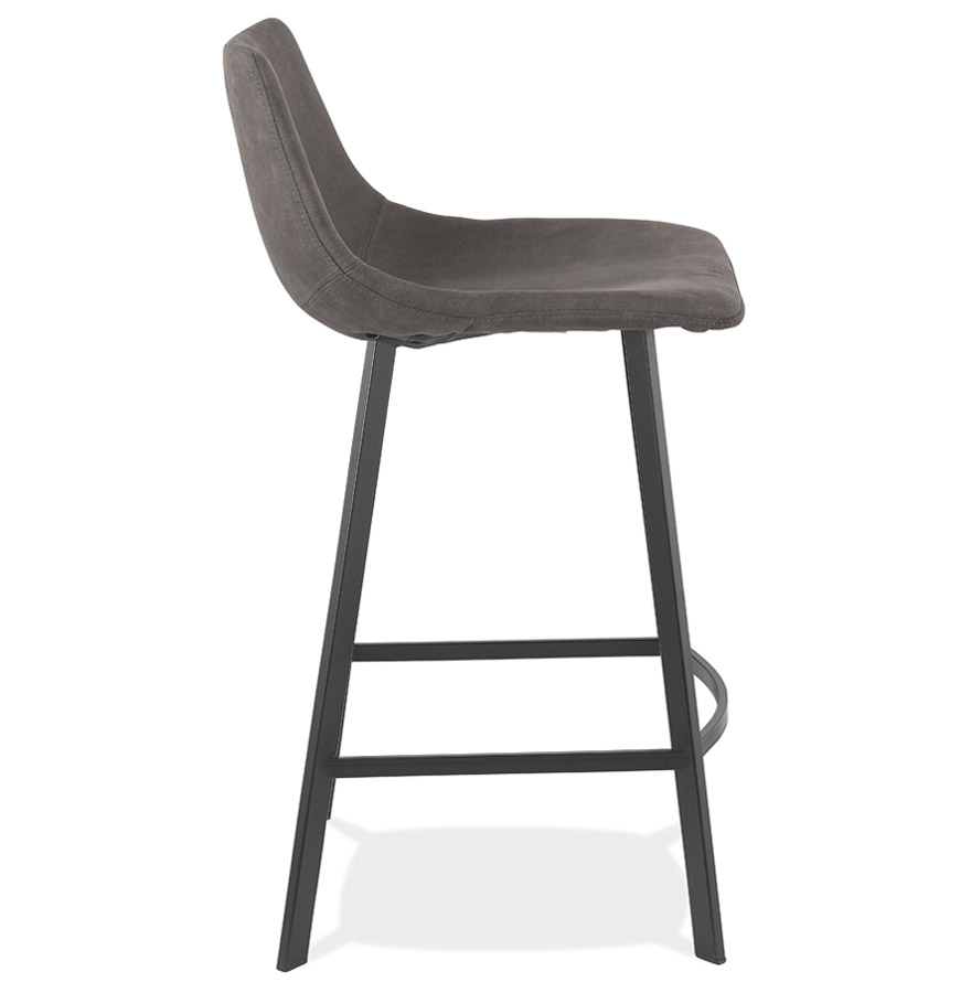 Kokoon Design FUJI MINI' Mid-height Snack Stool In Dark Gray Microfiber With Black Metal Leg