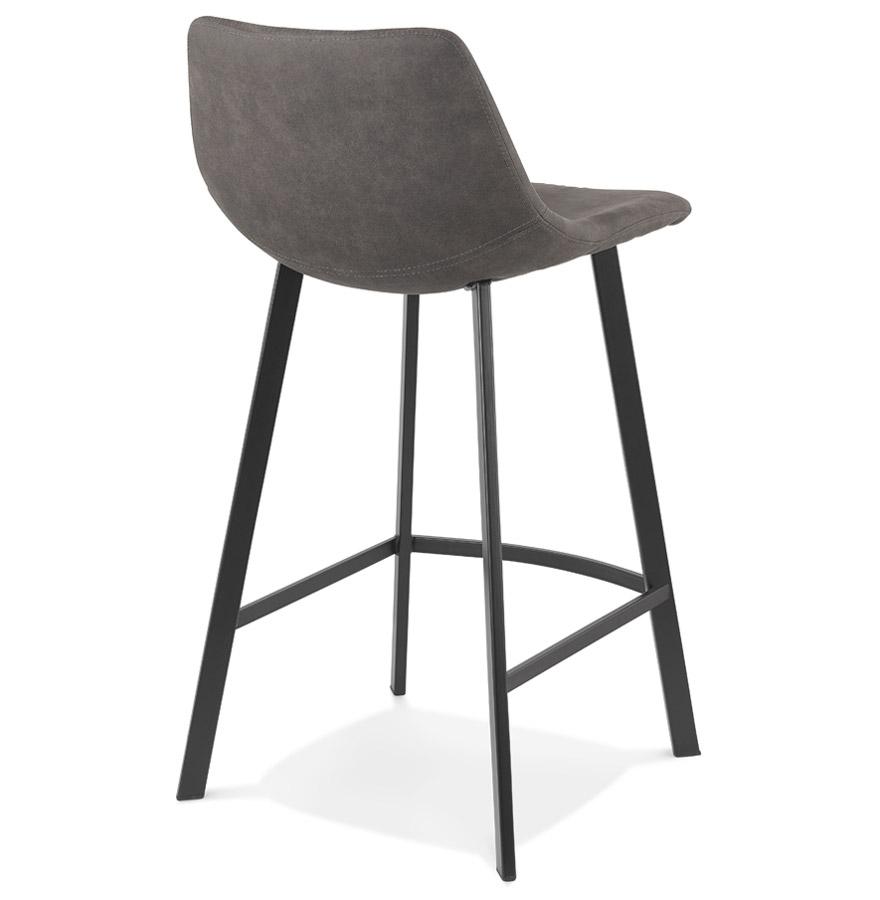 Kokoon Design FUJI MINI' Mid-height Snack Stool In Dark Gray Microfiber With Black Metal Leg