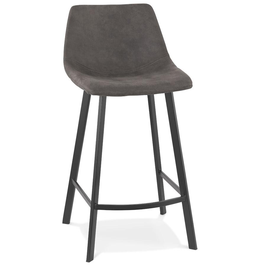 kokoon design FUJI MINI' mid-height snack stool in dark gray microfiber with black metal leg