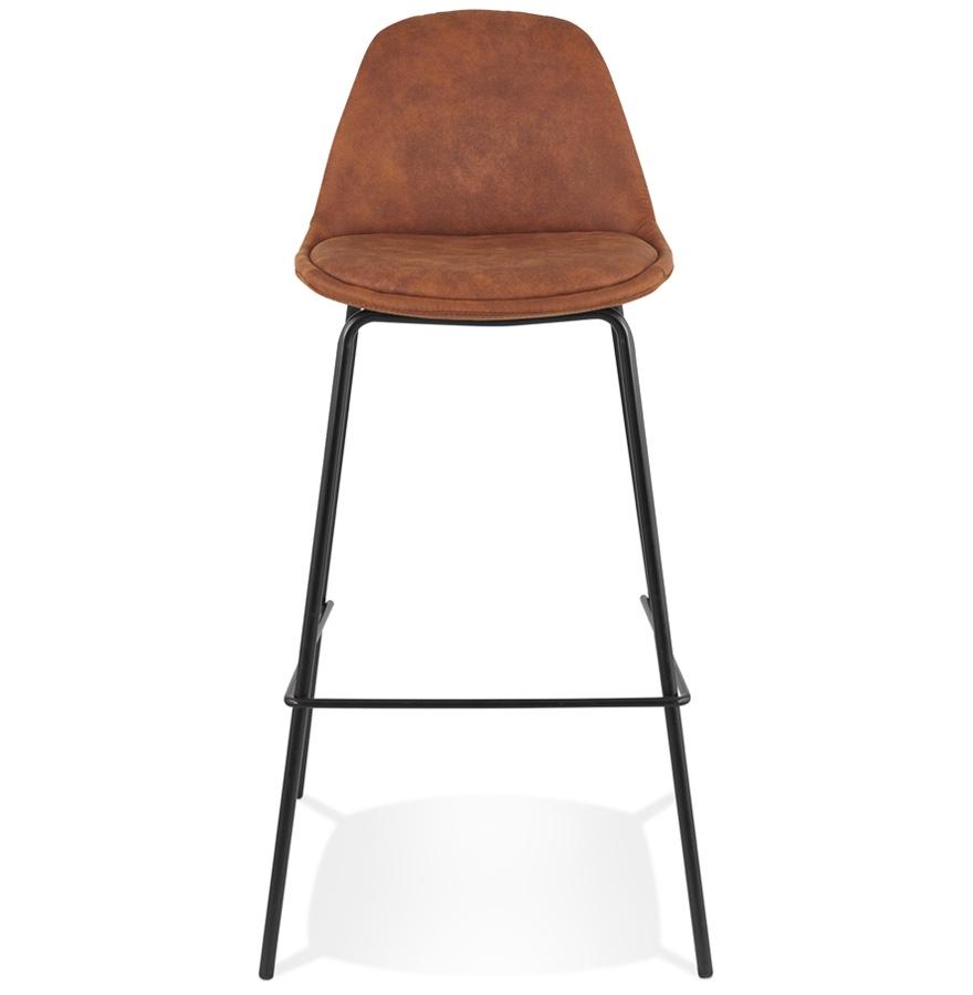 Kokoon Design GIRON' Bar Stool In Brown Microfiber And Black Metal Leg