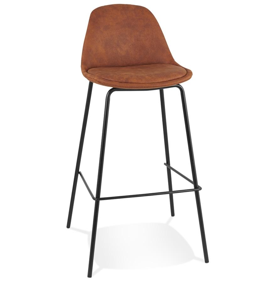 kokoon design GIRON' bar stool in brown microfiber and black metal leg