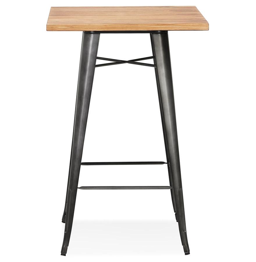 Kokoon Design GRAMY' Industrial Style High Table In Dark Wood And Gray Metal Legs - 70x70 Cm