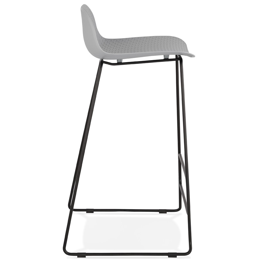Kokoon Design Gray 'BABYLOS' Designer Bar Stool With Black Metal Legs