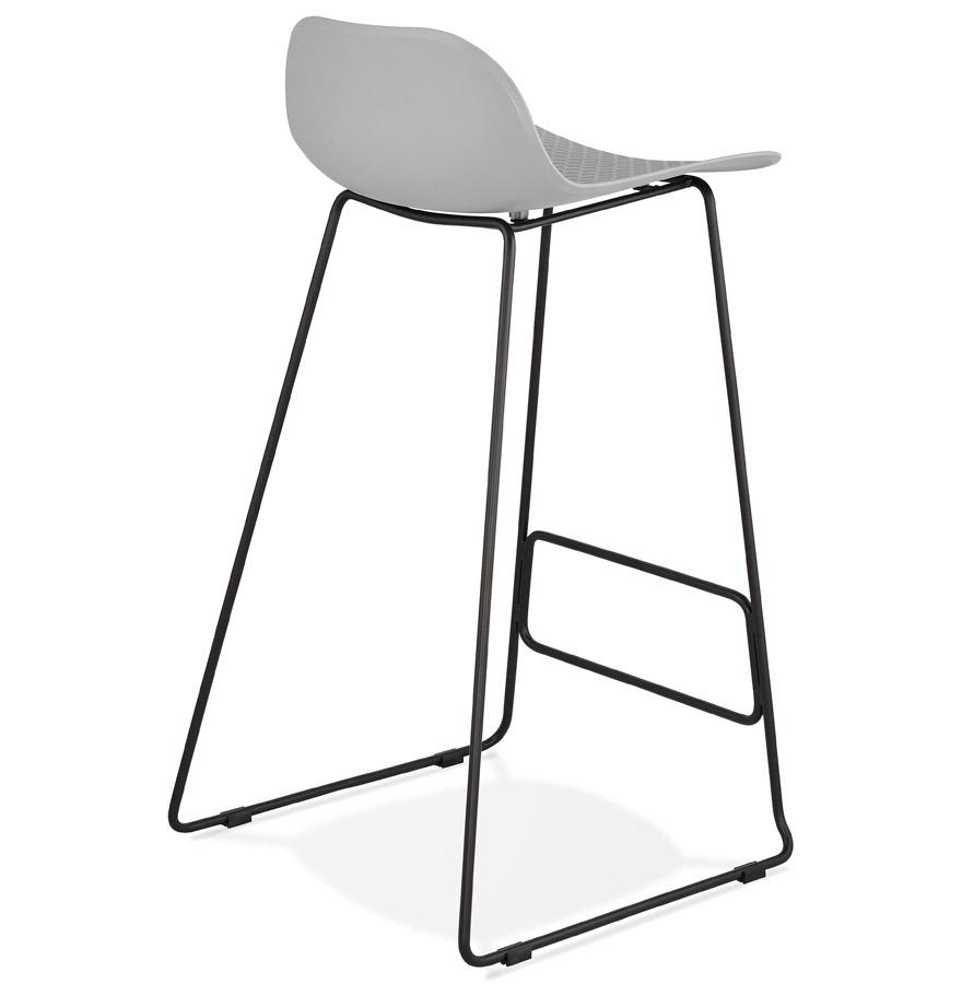 Kokoon Design Gray 'BABYLOS' Designer Bar Stool With Black Metal Legs