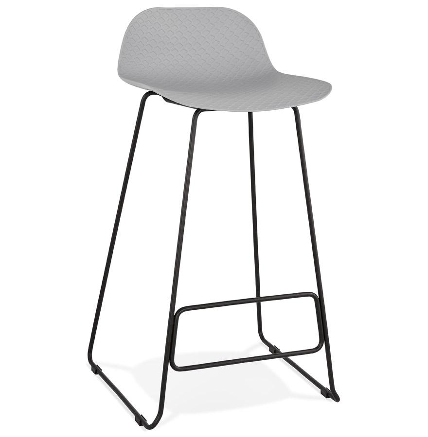 kokoon design Gray 'BABYLOS' designer bar stool with black metal legs