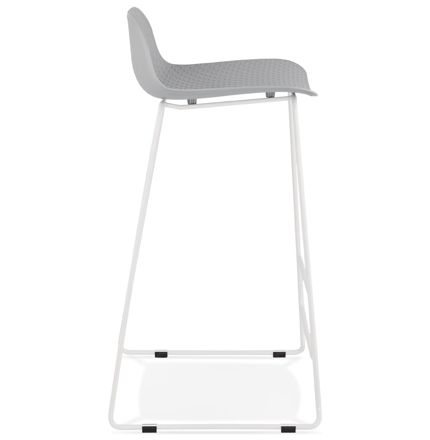 Kokoon Design Gray 'BABYLOS' Designer Bar Stool With White Metal Legs