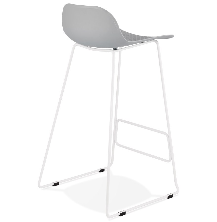 Kokoon Design Gray 'BABYLOS' Designer Bar Stool With White Metal Legs
