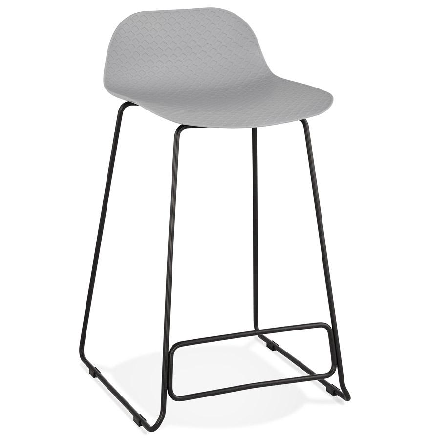 kokoon design Gray 'BABYLOS MINI' mid-height snack stool with black metal legs