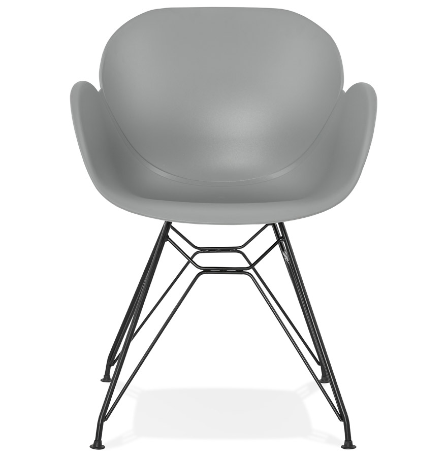 Kokoon Design Gray Industrial Style 'SATELIT' Designer Chair With Black Metal Legs