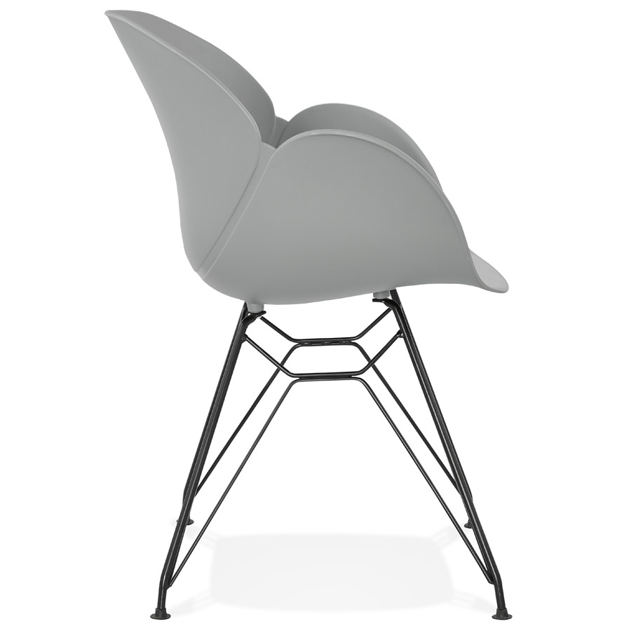 Kokoon Design Gray Industrial Style 'SATELIT' Designer Chair With Black Metal Legs