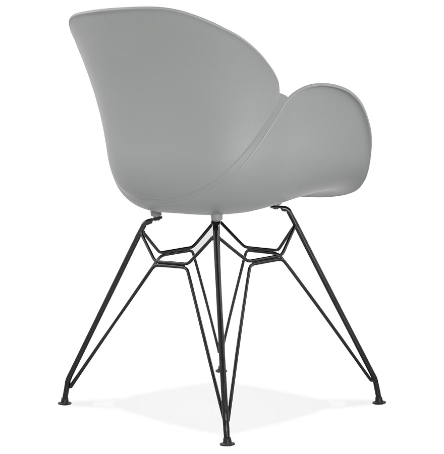 Kokoon Design Gray Industrial Style 'SATELIT' Designer Chair With Black Metal Legs