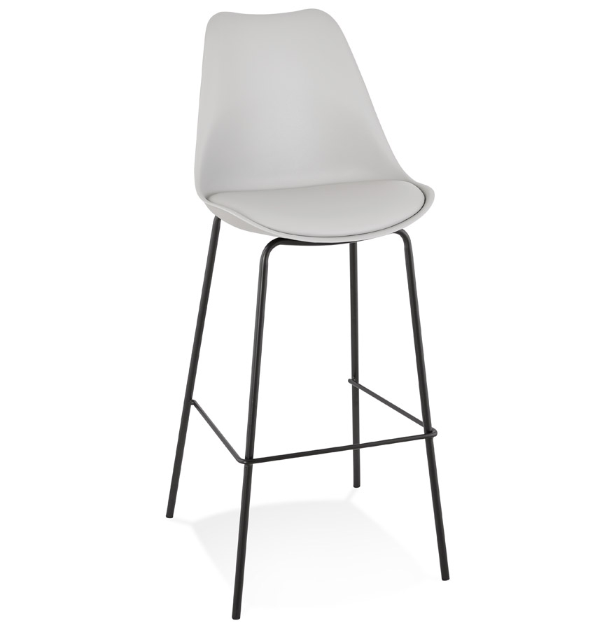 kokoon design Gray 'LEMON' designer bar stool with black metal leg
