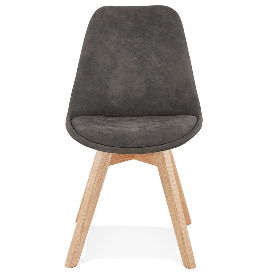 Kokoon Design Gray Microfiber Chair 'AXEL' With Natural Finish Wooden Structure