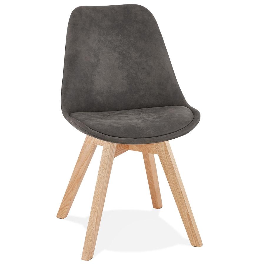 kokoon design Gray microfiber chair 'AXEL' with natural finish wooden structure