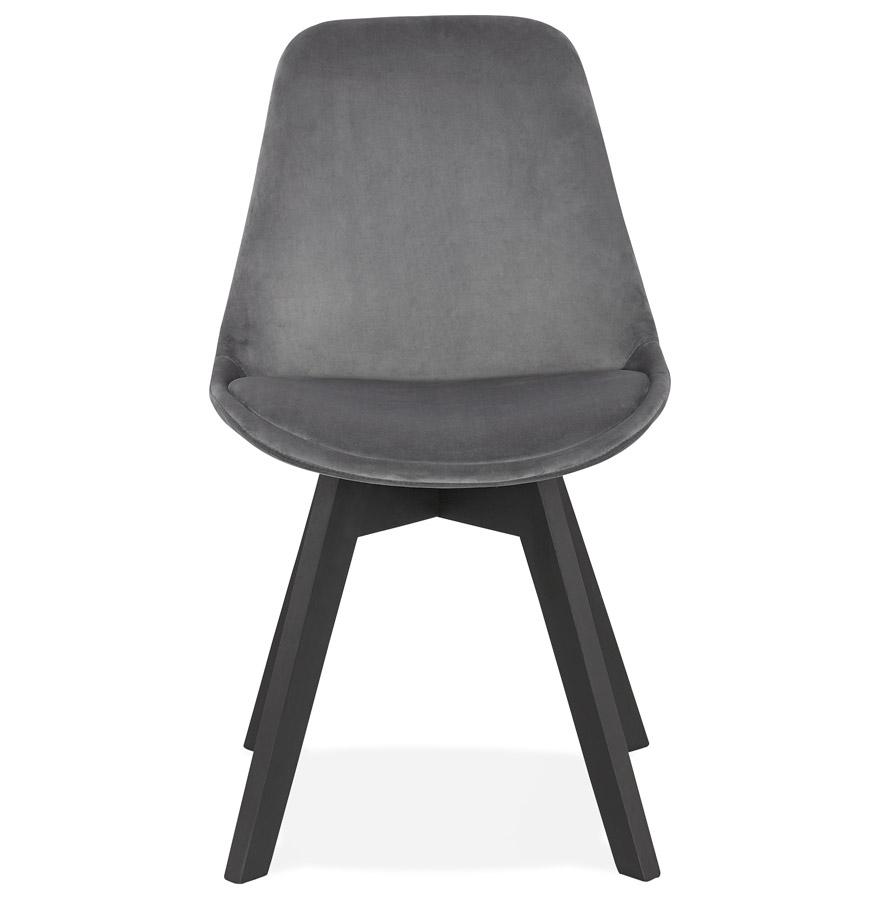 Kokoon Design Gray Velvet Chair 'JOE' With Black Wooden Structure