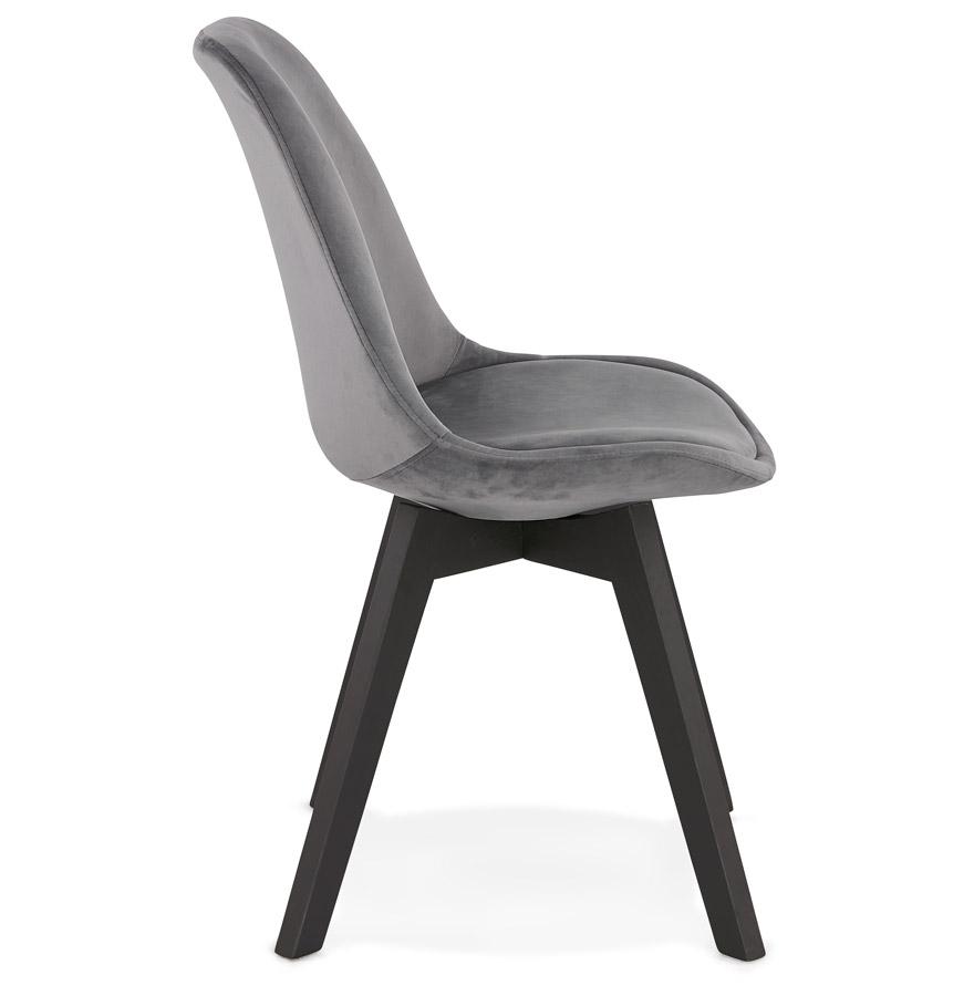 Kokoon Design Gray Velvet Chair 'JOE' With Black Wooden Structure