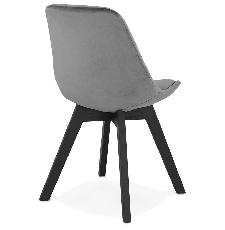 Kokoon Design Gray Velvet Chair 'JOE' With Black Wooden Structure