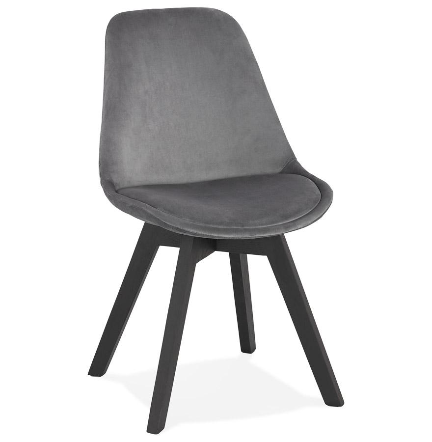 kokoon design Gray velvet chair 'JOE' with black wooden structure