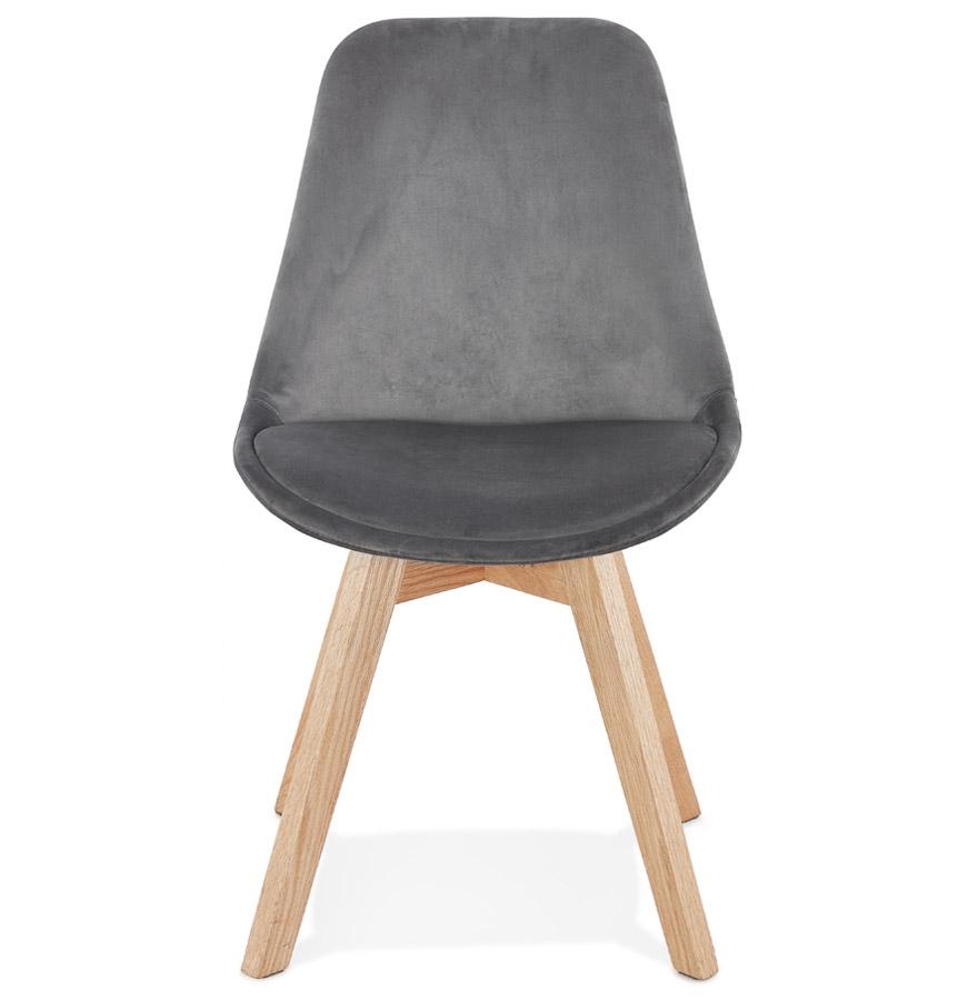 Kokoon Design Gray Velvet Chair 'JOE' With Natural Wood Structure