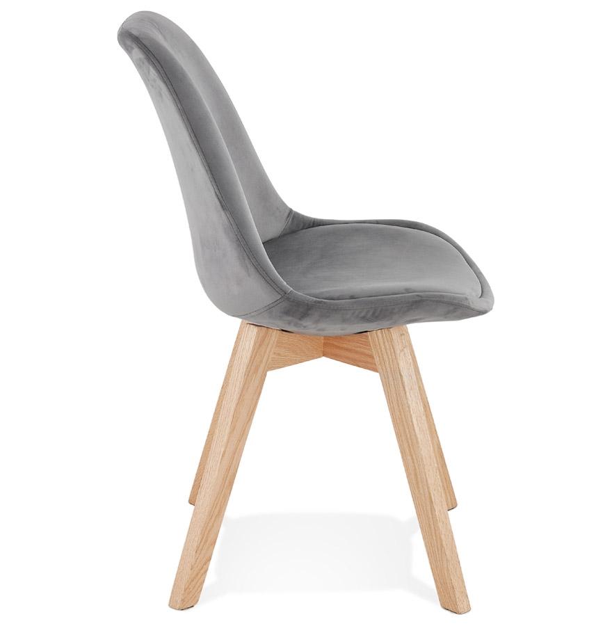 Kokoon Design Gray Velvet Chair 'JOE' With Natural Wood Structure