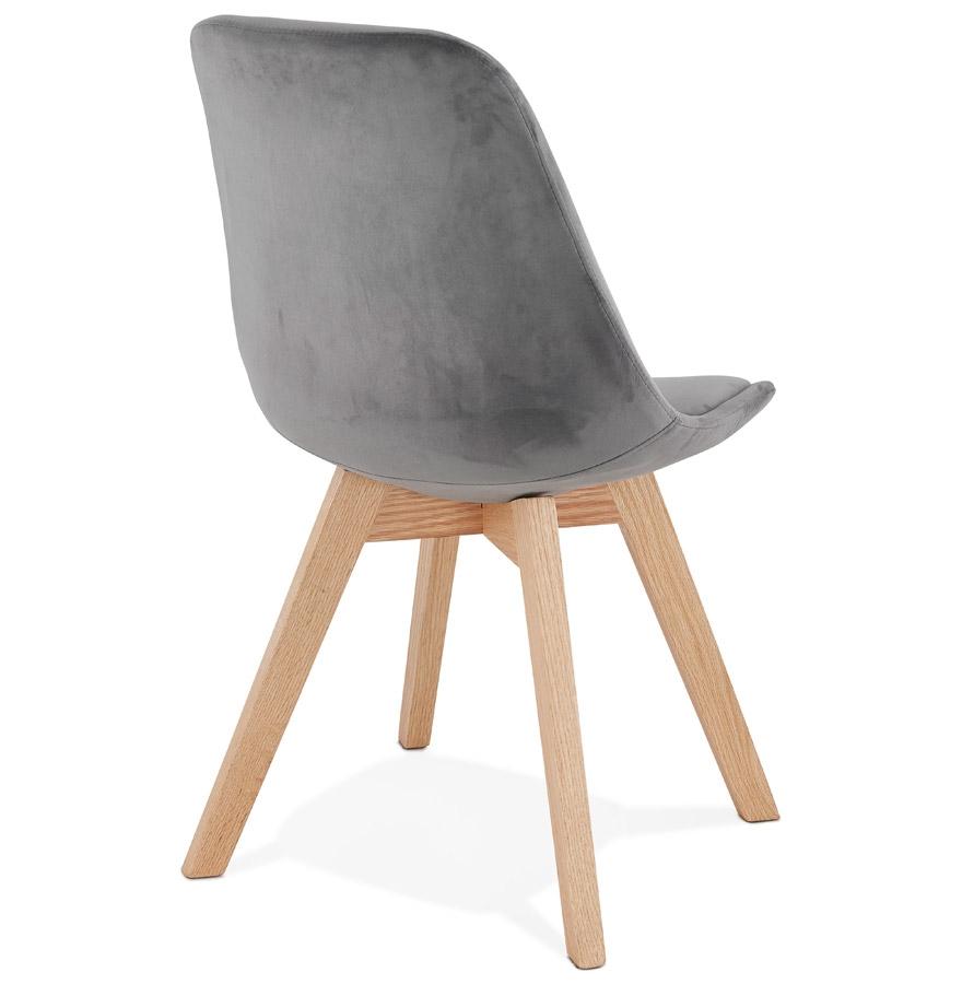Kokoon Design Gray Velvet Chair 'JOE' With Natural Wood Structure