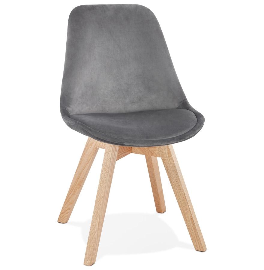 kokoon design Gray velvet chair 'JOE' with natural wood structure