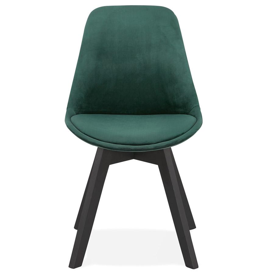 Kokoon Design Green Velvet Chair 'JOE' With Black Wooden Structure