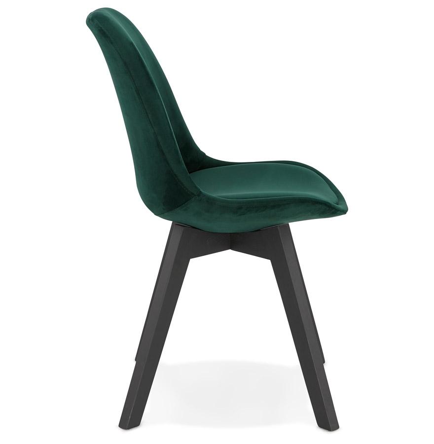 Kokoon Design Green Velvet Chair 'JOE' With Black Wooden Structure