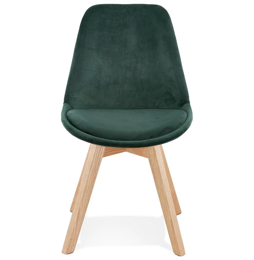 Kokoon Design Green Velvet Chair 'JOE' With Natural Wood Structure