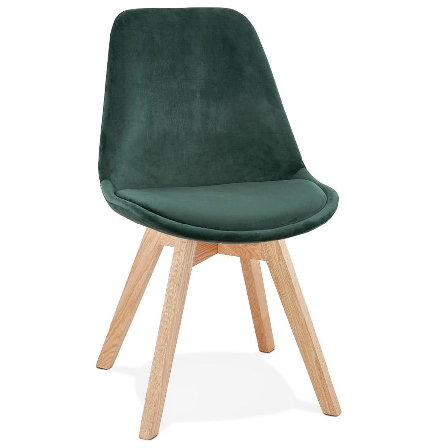 kokoon design Green velvet chair 'JOE' with natural wood structure