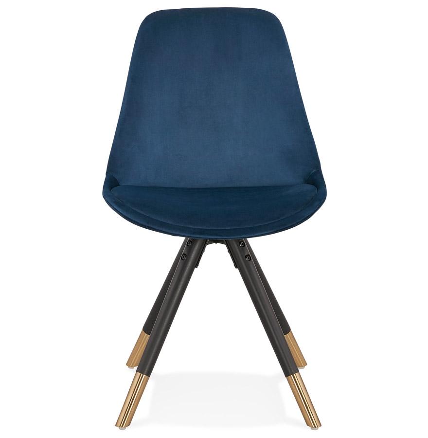 Kokoon Design HAMILTON' Design Chair In Blue Velvet And Black Wooden Legs