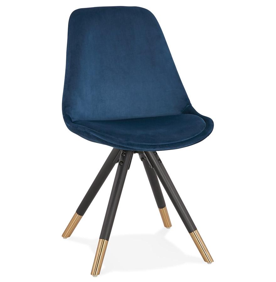 kokoon design HAMILTON' design chair in blue velvet and black wooden legs