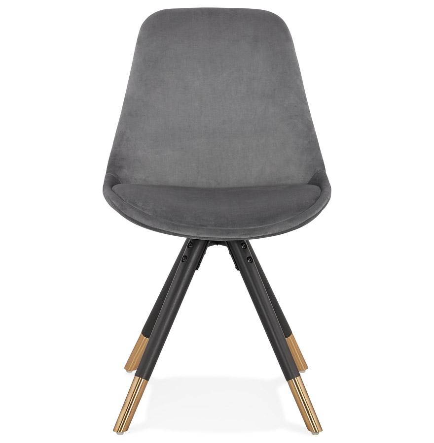 Kokoon Design HAMILTON' Design Chair In Gray Velvet And Black Wooden Legs