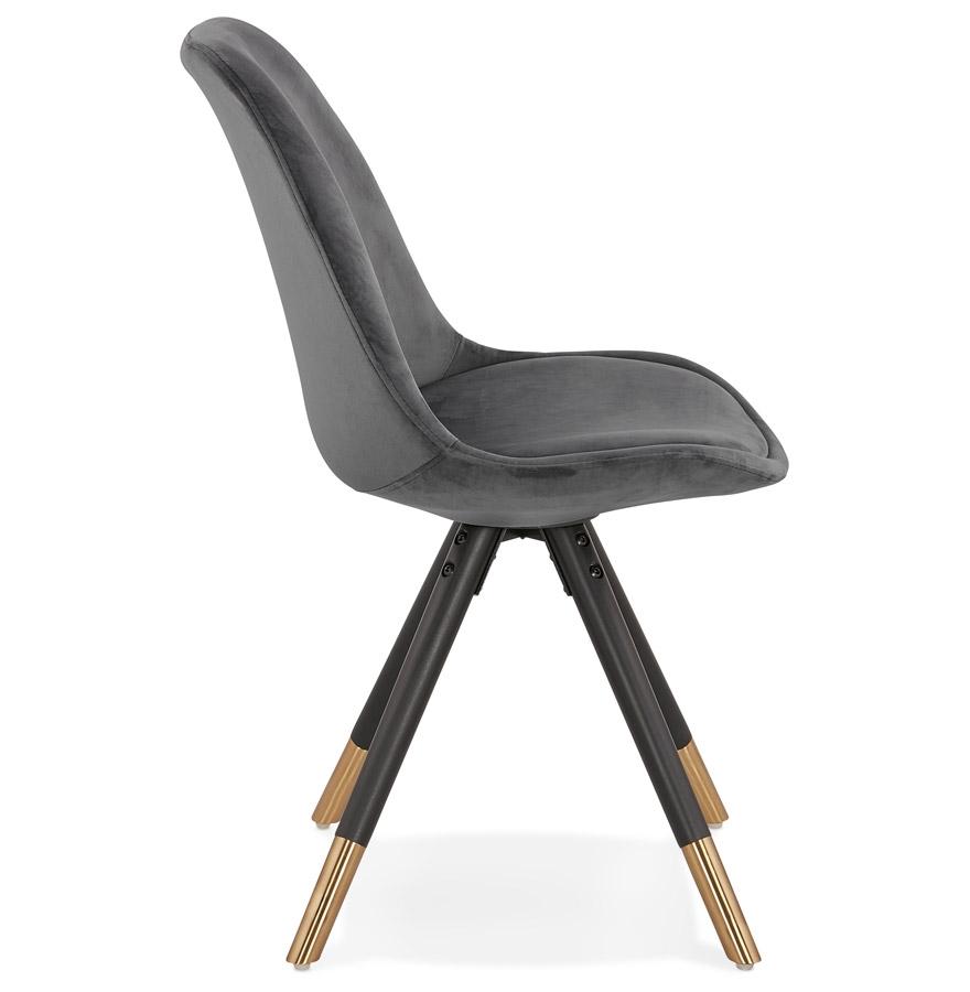 Kokoon Design HAMILTON' Design Chair In Gray Velvet And Black Wooden Legs