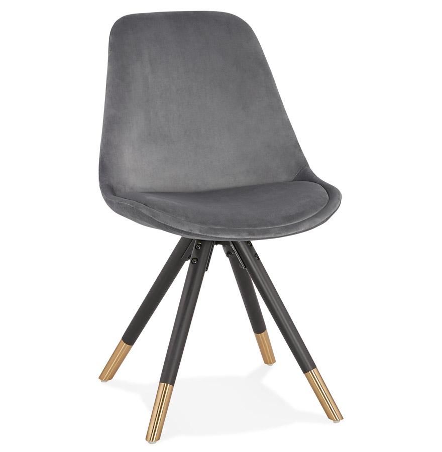 kokoon design HAMILTON' design chair in gray velvet and black wooden legs