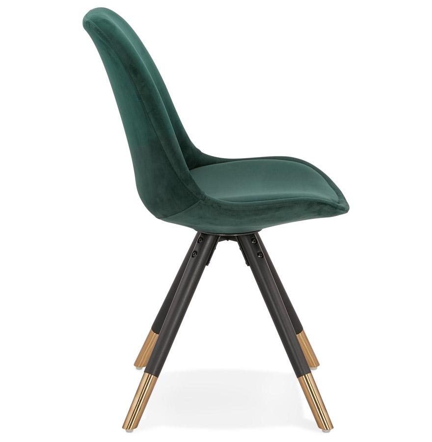 Kokoon Design HAMILTON' Design Chair In Green Velvet And Black Wooden Legs