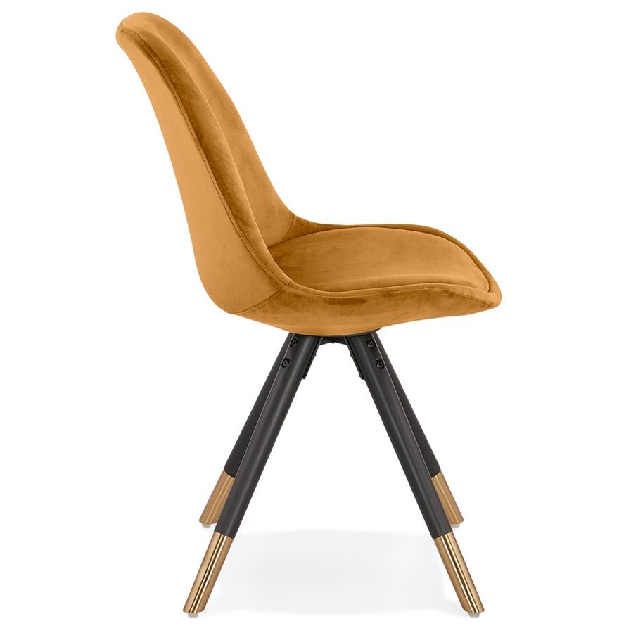 Kokoon Design HAMILTON' Design Chair In Mustard Velvet And Black Wooden Legs