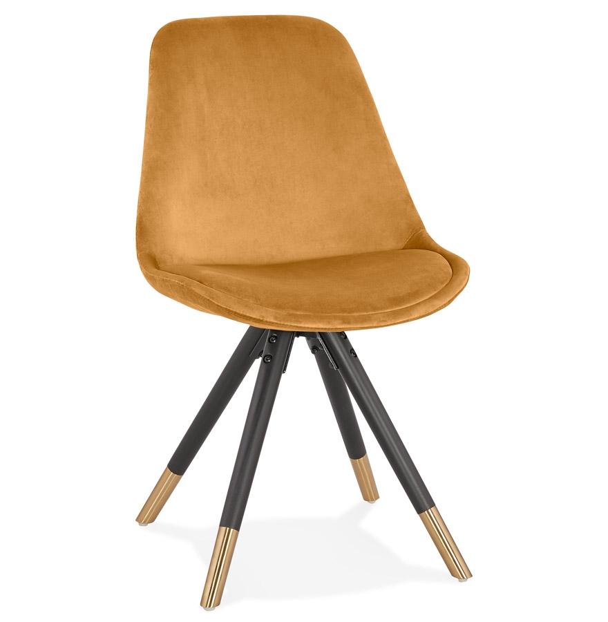 kokoon design HAMILTON' design chair in mustard velvet and black wooden legs