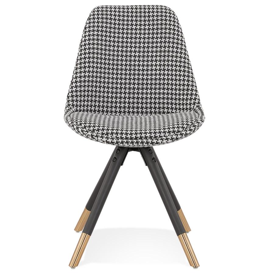 Kokoon Design HAMILTON' Designer Chair In Houndstooth Fabric And Black Wooden Legs