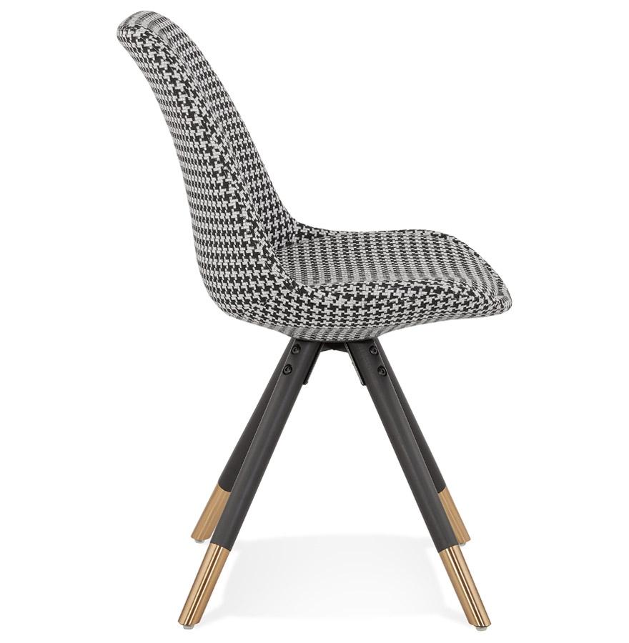 Kokoon Design HAMILTON' Designer Chair In Houndstooth Fabric And Black Wooden Legs