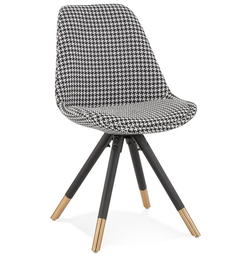 kokoon design HAMILTON' designer chair in houndstooth fabric and black wooden legs
