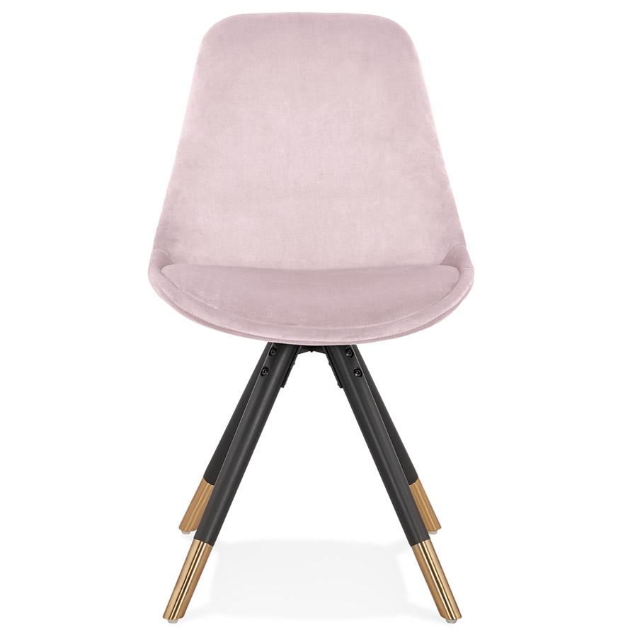 Kokoon Design HAMILTON' Designer Chair In Pink Velvet And Black Wooden Legs