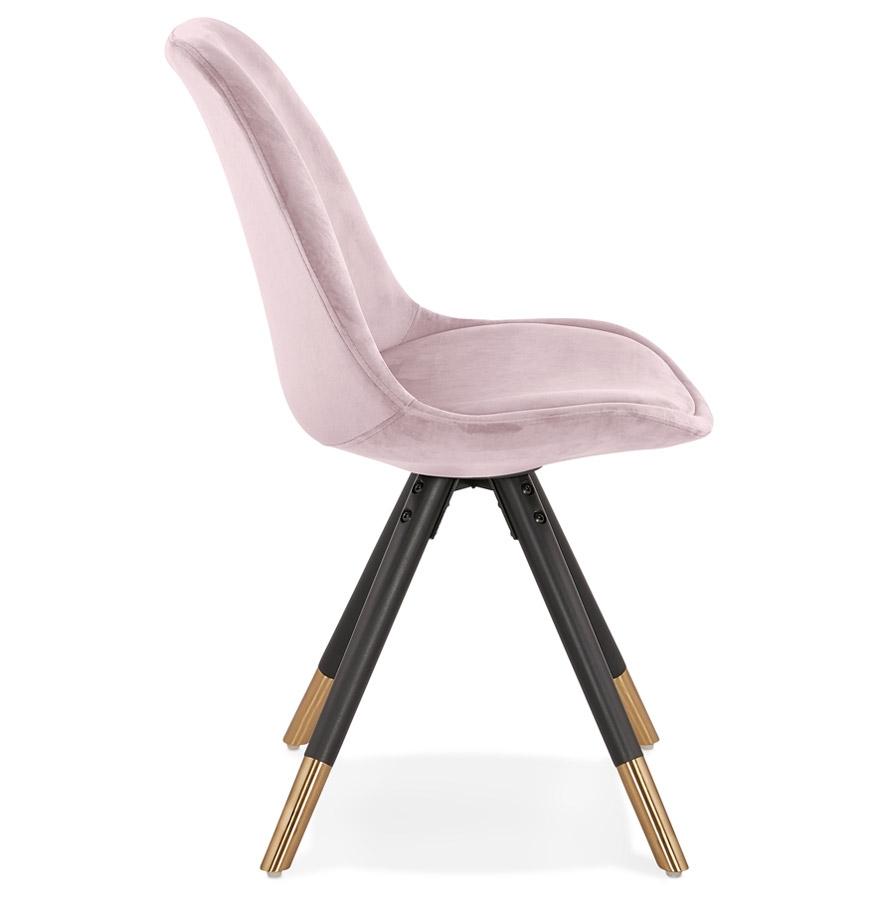 Kokoon Design HAMILTON' Designer Chair In Pink Velvet And Black Wooden Legs