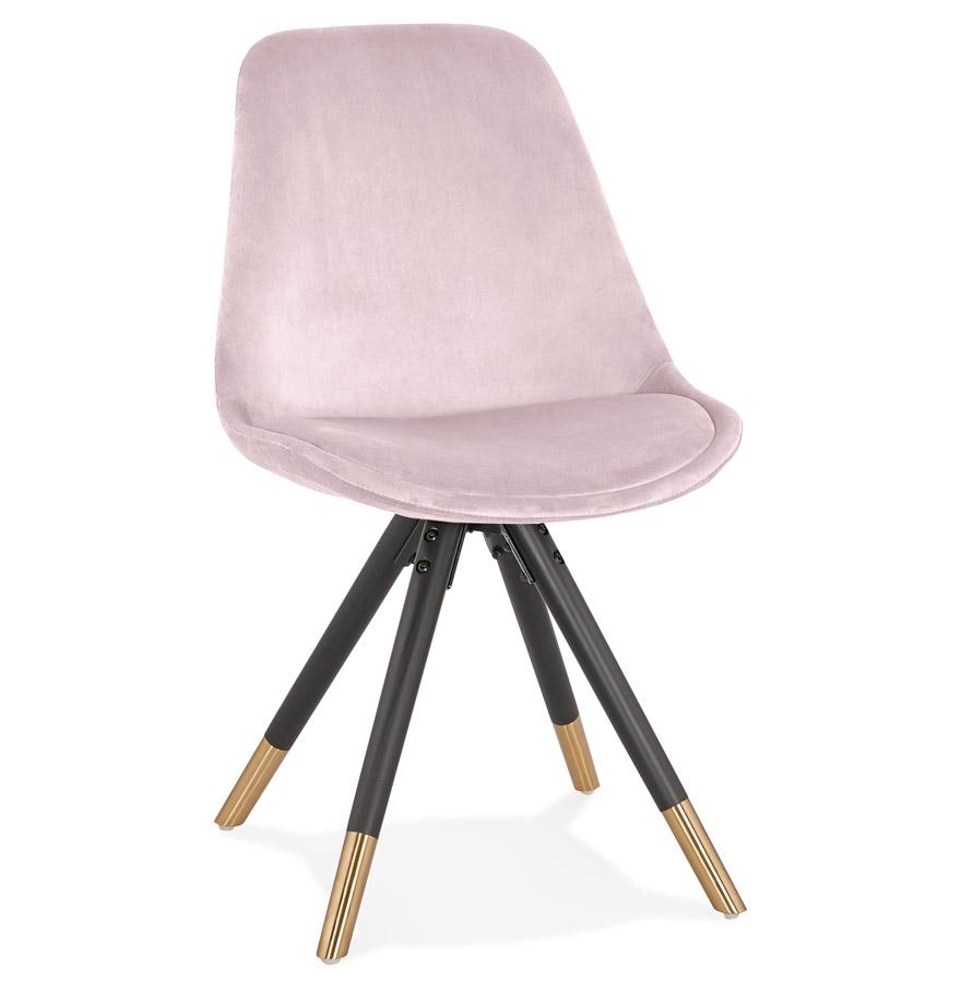 kokoon design HAMILTON' designer chair in pink velvet and black wooden legs