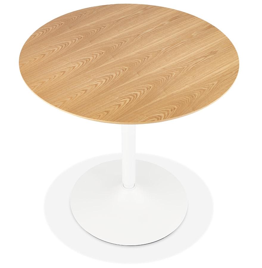 Kokoon Design HUSH' Design Round Table In Natural Finish Wood And White Metal - Ø 80 Cm
