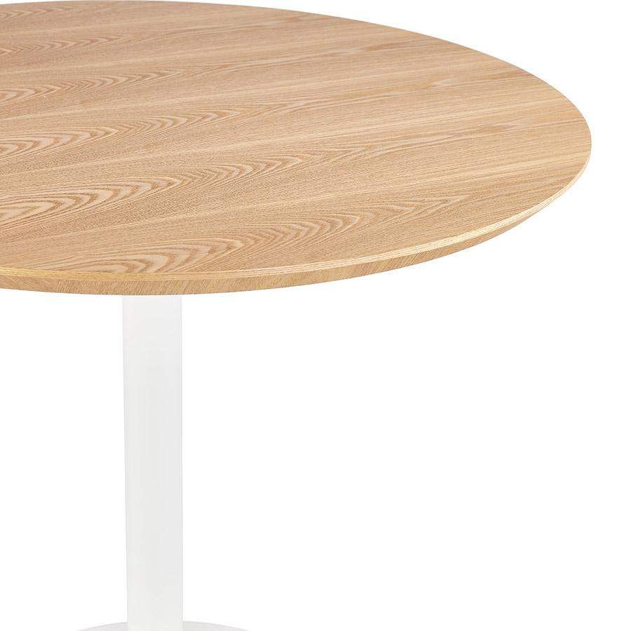 Kokoon Design HUSH' Design Round Table In Natural Finish Wood And White Metal - Ø 80 Cm